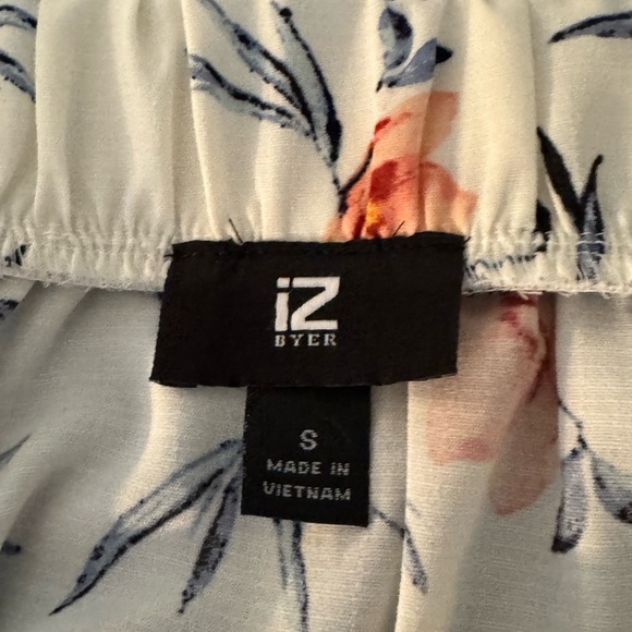 Iz Byer Women’s Floral Off-Shoulder Blouse – White with Pink & Blue Print, (S) - Picture 5 of 5